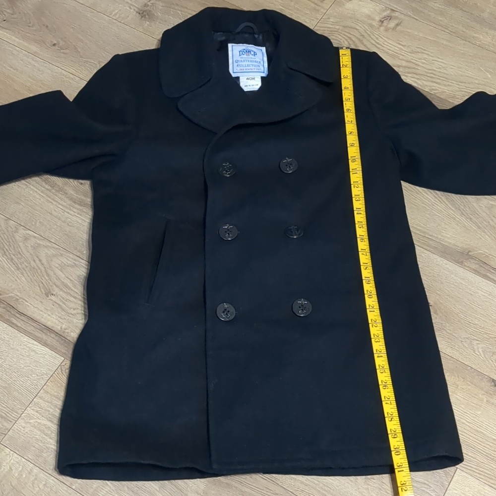 DSCP Quarterdeck Collection Pea Coat Black Navy Double Breasted Wool Men's Sz 40 - Picture 10 of 12